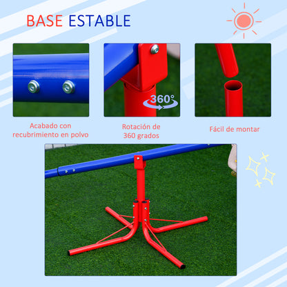 360 Degree Rotating Seesaw for Kids +3 Years with Base of 4 Rods, Stop Posts, and Easy-to-Grip Handles Patio Garden 184x76x71 cm Multicolor