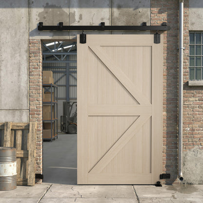 72 in Sliding Door Hardware Kit, Carbon Steel Track with UV Protection for Single Doors, Black