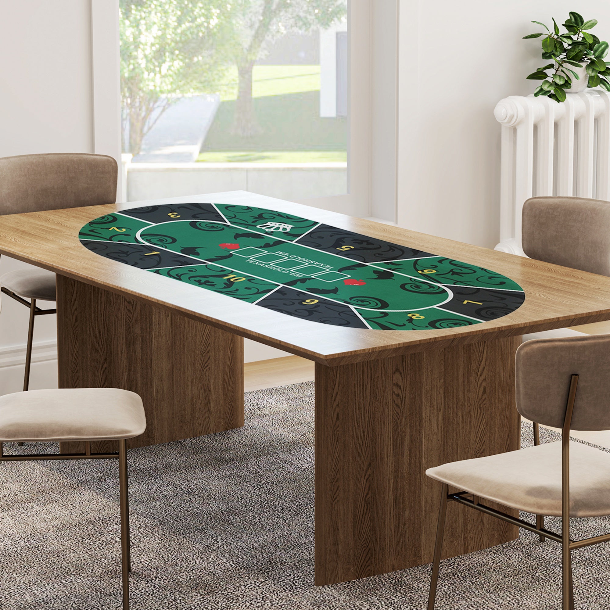 SPORTNOW Poker Mat, Poker Table Top, 120 x 60 cm, up to 6 players, included carry bag, non-slip design, green and black