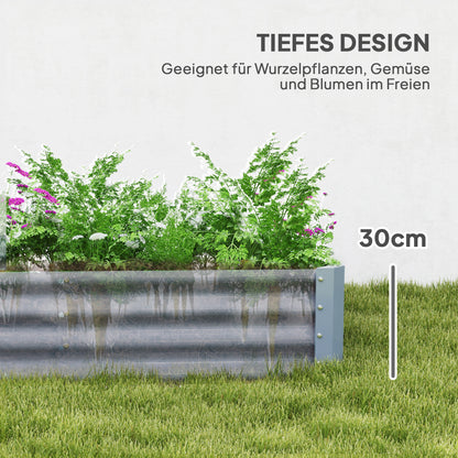 Raised Bed made of Steel, Weather-Resistant Plant Bed with Anti-Cut Edge Greenhouse Garden Bed Rust-Free Planter Planter Box 240 x 120 x 30 cm for Garden Balcony, Vegetable Bed for Flowers, Vegetables