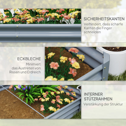 Raised Bed made of Steel, Weather-Resistant Plant Bed with Anti-Cut Edge Greenhouse Garden Bed Rust-Free Planter Planter Box 240 x 120 x 30 cm for Garden Balcony, Vegetable Bed for Flowers, Vegetables