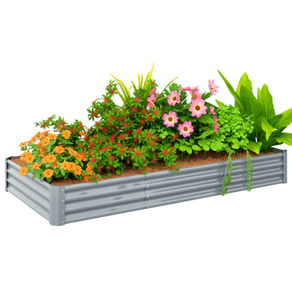 Raised Bed made of Steel, Weather-Resistant Plant Bed with Anti-Cut Edge Greenhouse Garden Bed Rust-Free Planter Planter Box 240 x 120 x 30 cm for Garden Balcony, Vegetable Bed for Flowers, Vegetables