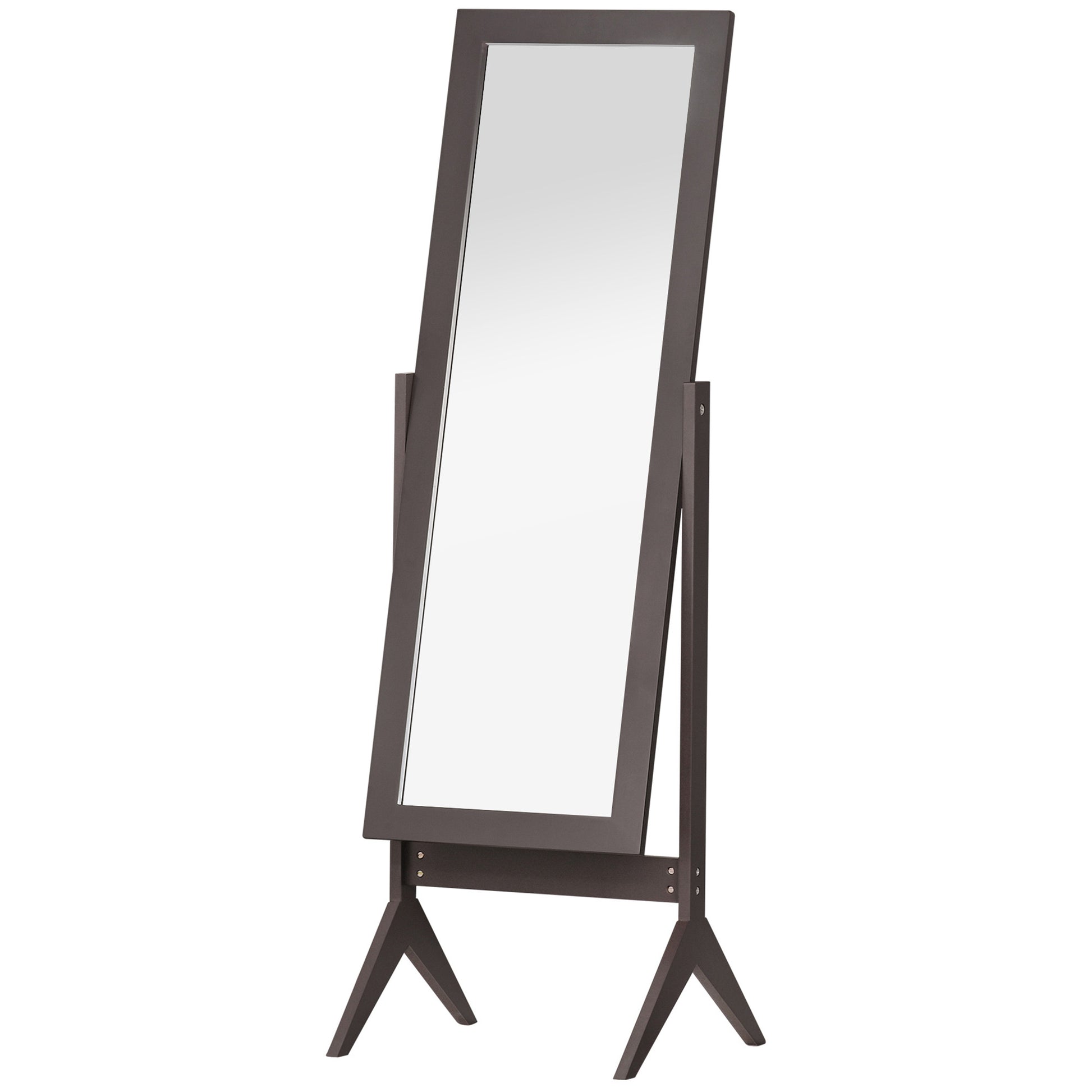 Floor Mirror Full Length Mirror Makeup Mirror Raised Feet Easy to Clean MDF Coffee 47 x 46 x 148 cm