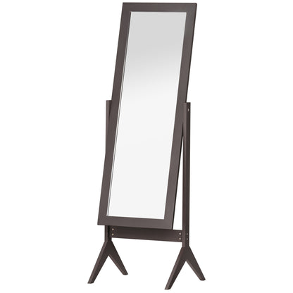 Floor Mirror Full Length Mirror Makeup Mirror Raised Feet Easy to Clean MDF Coffee 47 x 46 x 148 cm