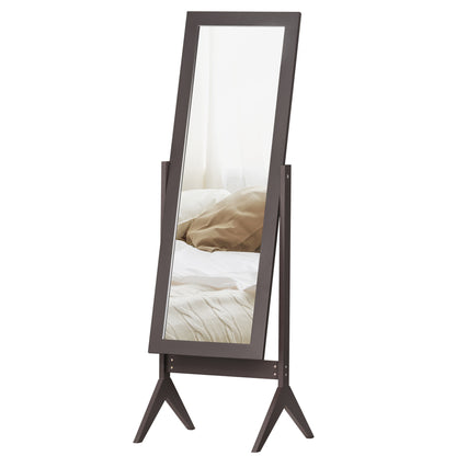 Floor Mirror Full Length Mirror Makeup Mirror Raised Feet Easy to Clean MDF Coffee 47 x 46 x 148 cm