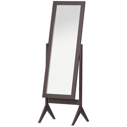 Floor Mirror Full Length Mirror Makeup Mirror Raised Feet Easy to Clean MDF Coffee 47 x 46 x 148 cm