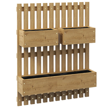 Vertical Planter with 3 Removable Solid Wood Bins, Non-Woven Fabric, 60 x 16 x 80 cm