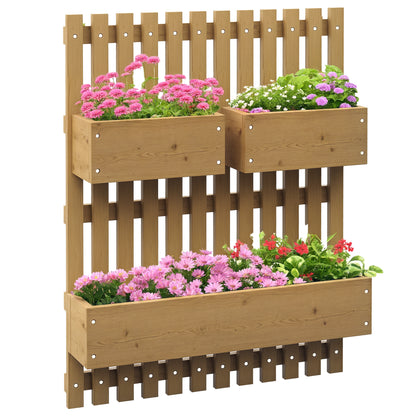 Vertical Planter with 3 Removable Solid Wood Bins, Non-Woven Fabric, 60 x 16 x 80 cm