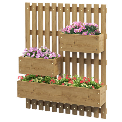 Vertical Planter with 3 Removable Solid Wood Bins, Non-Woven Fabric, 60 x 16 x 80 cm