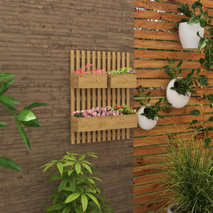 Vertical Planter with 3 Removable Solid Wood Bins, Non-Woven Fabric, 60 x 16 x 80 cm