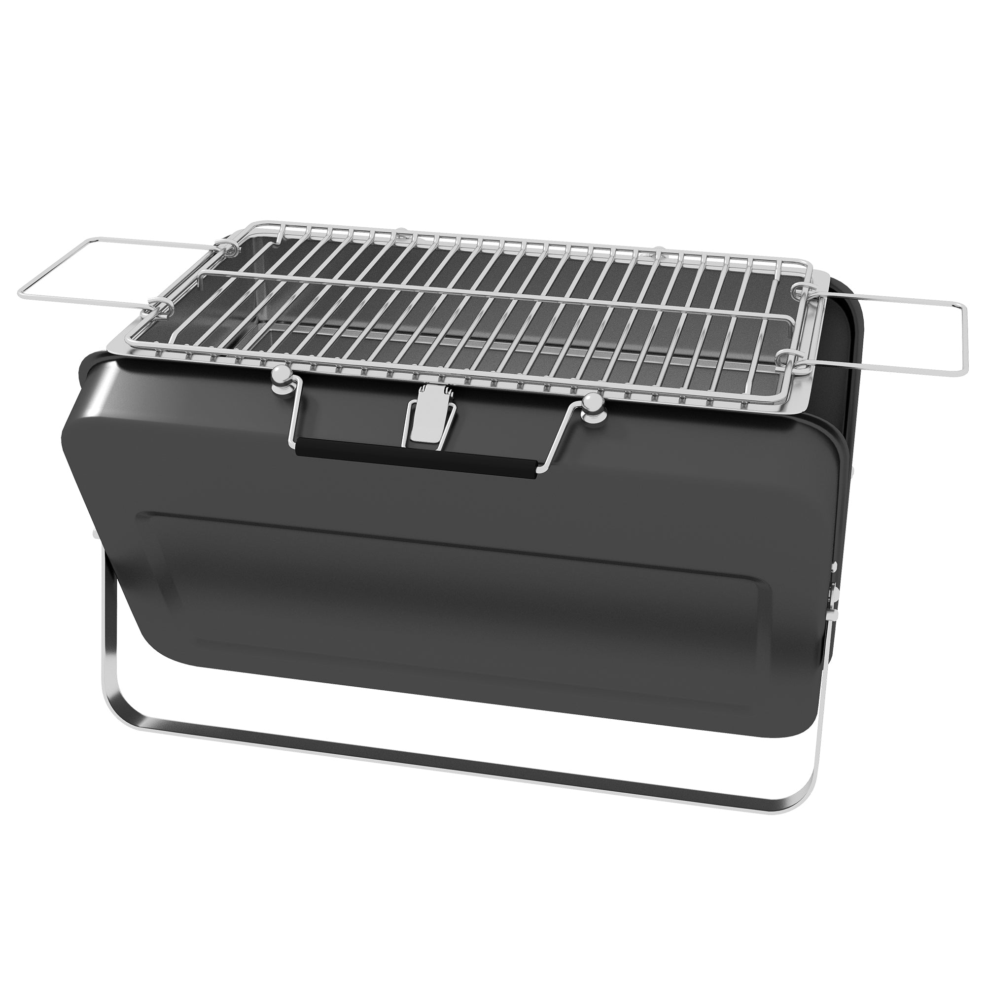 Mini Charcoal BBQ Portable Suitcase Design Tabletop Grill for Garden, Camping, Picnic, Foldable Dimensions 47L x 30W x 28H cm Black