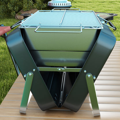 Mini Charcoal BBQ Portable Suitcase Design Tabletop Grill for Garden, Camping, Picnic, Foldable Dimensions 47L x 30W x 28H cm Black