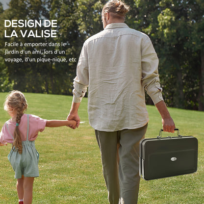 Mini Charcoal BBQ Portable Suitcase Design Tabletop Grill for Garden, Camping, Picnic, Foldable Dimensions 47L x 30W x 28H cm Black