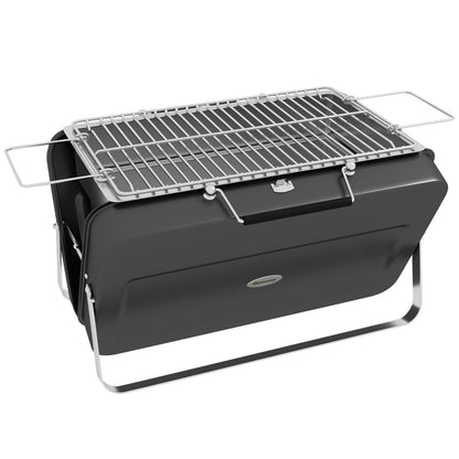 Mini Charcoal BBQ Portable Suitcase Design Tabletop Grill for Garden, Camping, Picnic, Foldable Dimensions 47L x 30W x 28H cm Black