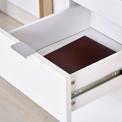 Desk Computer Desk with Drawer Cabinet Rectangular Legs Modern Style Additional Decoration 112.5x50x75.5 cm White