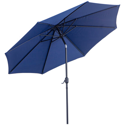 Garden Umbrella Ø295x250 cm with Crank Outdoor Parasol with Tilt Mechanism and Detachable Metal Pole for Terrace Pool Patio Blue