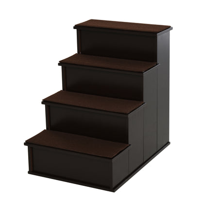 Pet Stairs 4-Step Dog Stairs Cat Stairs Ramp with Non-Slip Mat Pet Ladder for Car Bed Sofa Dark Brown 40 x 59 x 54.2 cm