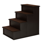 Pet Stairs 4-Step Dog Stairs Cat Stairs Ramp with Non-Slip Mat Pet Ladder for Car Bed Sofa Dark Brown 40 x 59 x 54.2 cm