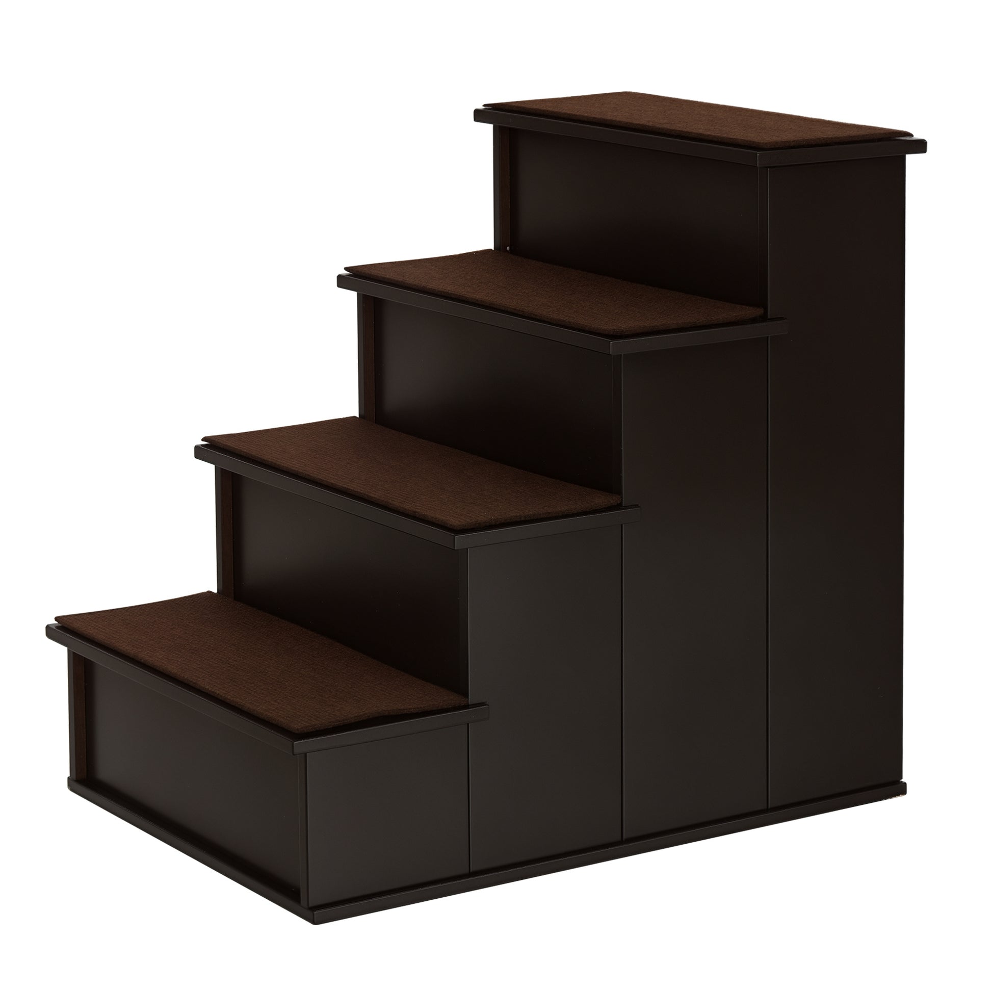 Pet Stairs 4-Step Dog Stairs Cat Stairs Ramp with Non-Slip Mat Pet Ladder for Car Bed Sofa Dark Brown 40 x 59 x 54.2 cm