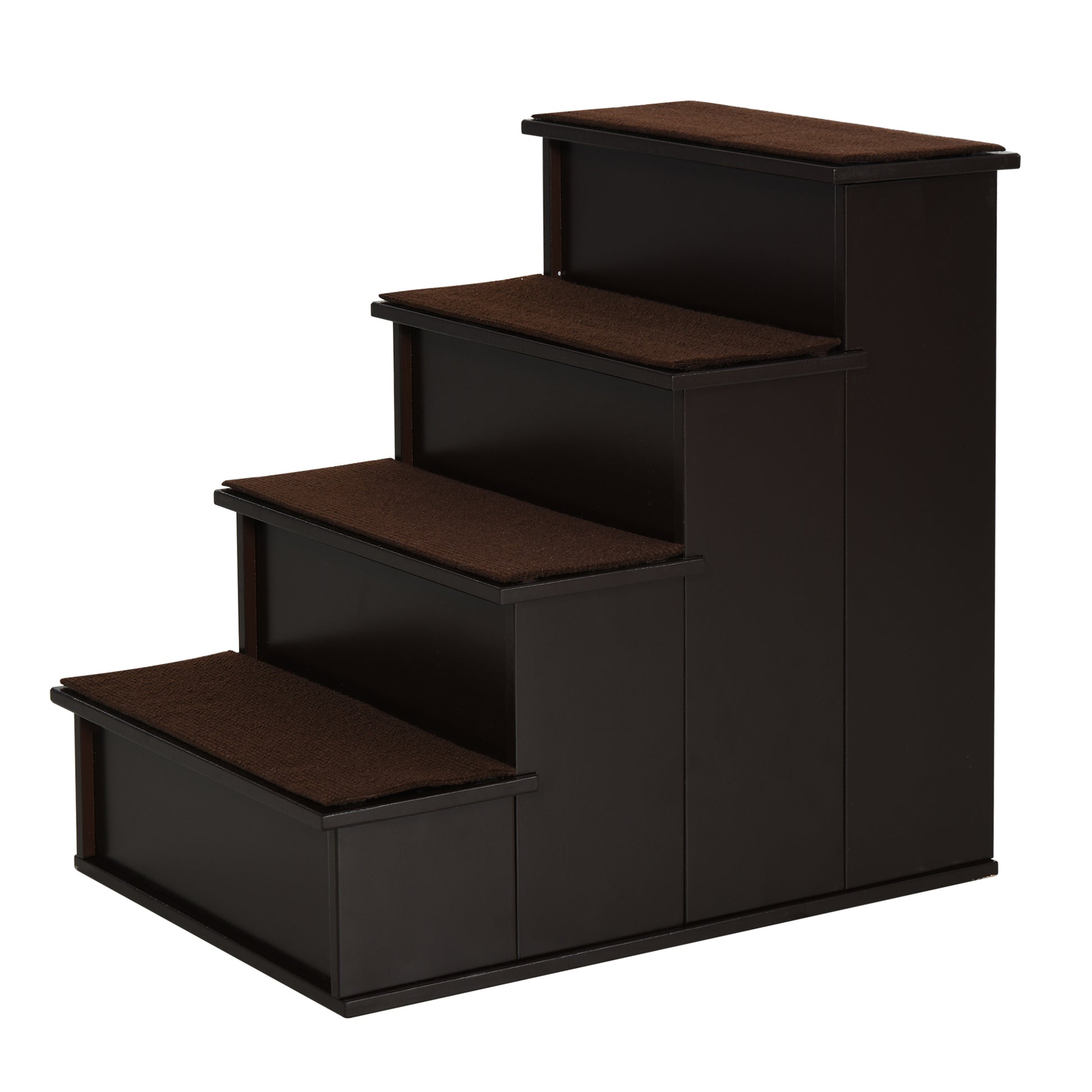 Pet Stairs 4-Step Dog Stairs Cat Stairs Ramp with Non-Slip Mat Pet Ladder for Car Bed Sofa Dark Brown 40 x 59 x 54.2 cm