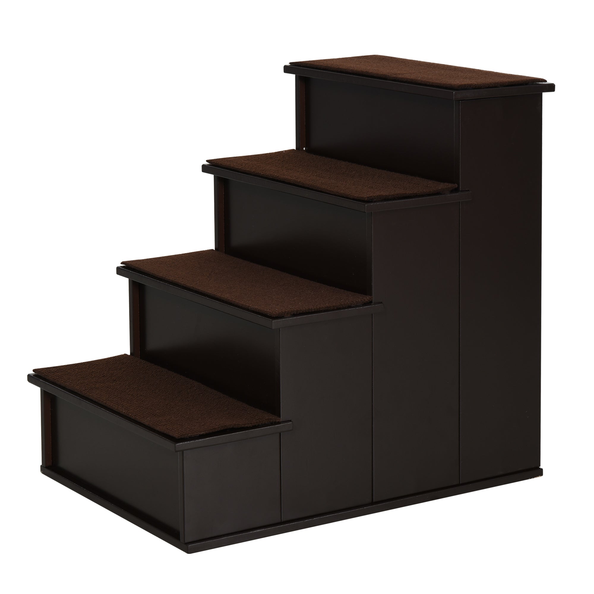 Pet Stairs 4-Step Dog Stairs Cat Stairs Ramp with Non-Slip Mat Pet Ladder for Car Bed Sofa Dark Brown 40 x 59 x 54.2 cm