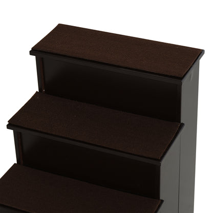 Pet Stairs 4-Step Dog Stairs Cat Stairs Ramp with Non-Slip Mat Pet Ladder for Car Bed Sofa Dark Brown 40 x 59 x 54.2 cm