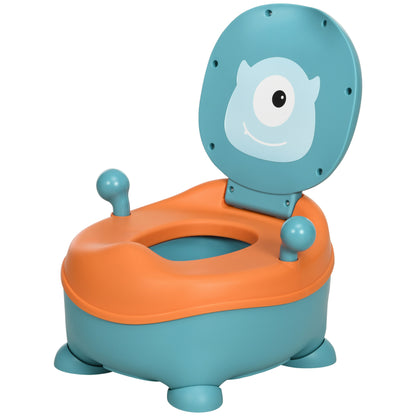 ZONEKIZ Baby Potty for 6-36 Months Portable Alien-shaped Toddler Potty with Seat Lid Antislip Structure Trainer Toilet 40 kg Load 35.6x35.7x22.2 cm Blue