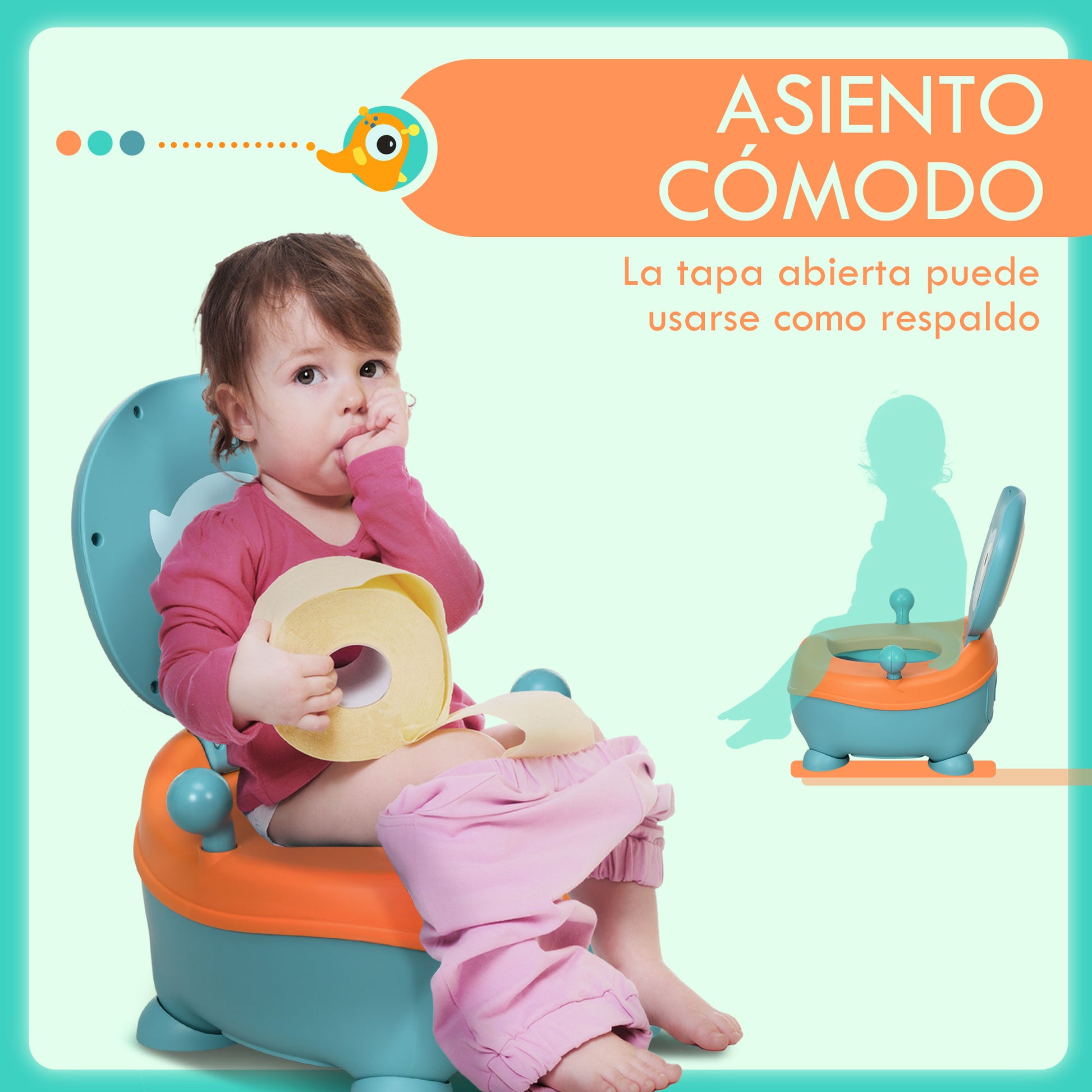 ZONEKIZ Baby Potty for 6-36 Months Portable Alien-shaped Toddler Potty with Seat Lid Antislip Structure Trainer Toilet 40 kg Load 35.6x35.7x22.2 cm Blue