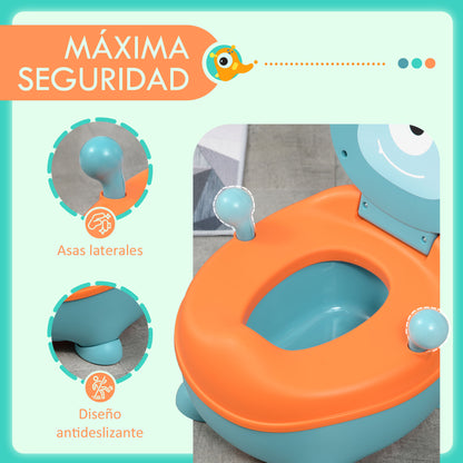 ZONEKIZ Baby Potty for 6-36 Months Portable Alien-shaped Toddler Potty with Seat Lid Antislip Structure Trainer Toilet 40 kg Load 35.6x35.7x22.2 cm Blue