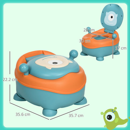 ZONEKIZ Baby Potty for 6-36 Months Portable Alien-shaped Toddler Potty with Seat Lid Antislip Structure Trainer Toilet 40 kg Load 35.6x35.7x22.2 cm Blue