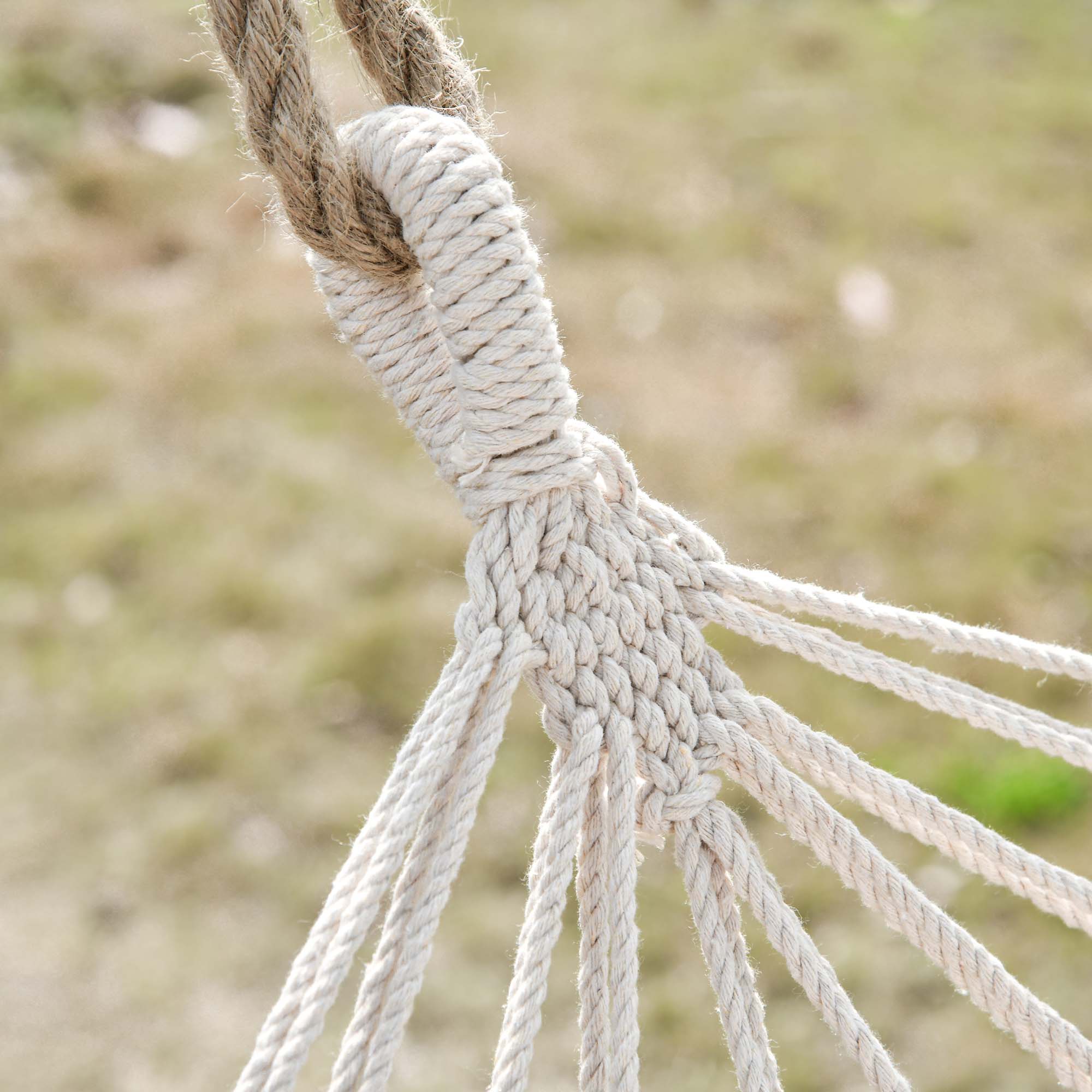 Garden Hammock 200x100 cm Hanging Hammock with Wooden Bars Load 120 kg for Patio Terrace Balcony Camping Gray and Cream