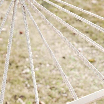 Garden Hammock 200x100 cm Hanging Hammock with Wooden Bars Load 120 kg for Patio Terrace Balcony Camping Gray and Cream