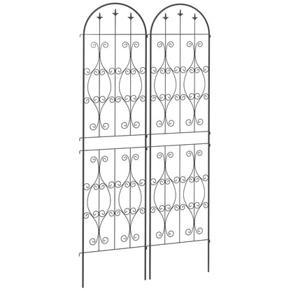 Set of 2 Plant Climbing Supports, Trellises for Garden with Swirl Patterns, for Vegetables, Vines, Flowers, Made of Metal, 50 x 220 cm, Black