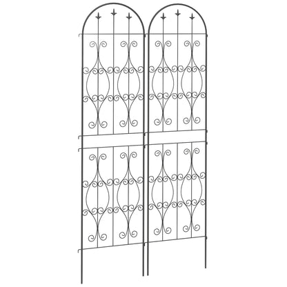 Set of 2 Plant Climbing Supports, Trellises for Garden with Swirl Patterns, for Vegetables, Vines, Flowers, Made of Metal, 50 x 220 cm, Black