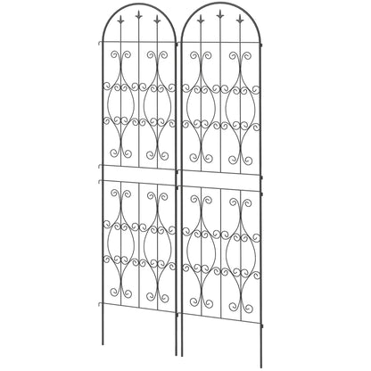 Set of 2 Plant Climbing Supports, Trellises for Garden with Swirl Patterns, for Vegetables, Vines, Flowers, Made of Metal, 50 x 220 cm, Black