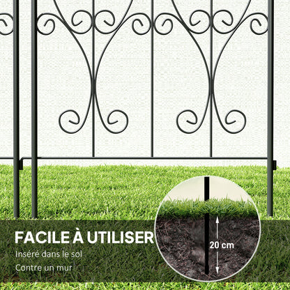 Set of 2 Plant Climbing Supports, Trellises for Garden with Swirl Patterns, for Vegetables, Vines, Flowers, Made of Metal, 50 x 220 cm, Black