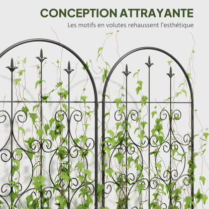 Set of 2 Plant Climbing Supports, Trellises for Garden with Swirl Patterns, for Vegetables, Vines, Flowers, Made of Metal, 50 x 220 cm, Black