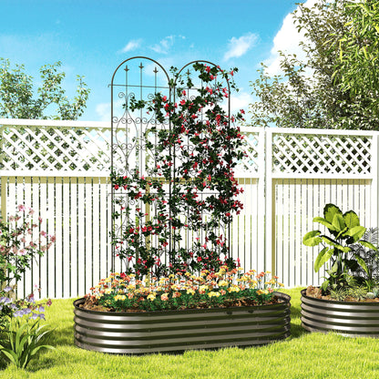 Set of 2 Plant Climbing Supports, Trellises for Garden with Swirl Patterns, for Vegetables, Vines, Flowers, Made of Metal, 50 x 220 cm, Black