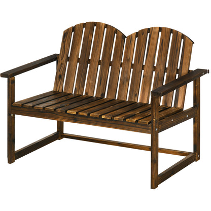 Garden Bench, 2-Seater Bench, Wooden Bench with Backrest, Armrest, Park Bench, Load Capacity up to 240 kg, for Garden, Balcony, Charcoal, 114 x 63 x 86 cm