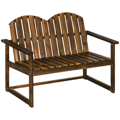 Garden Bench, 2-Seater Bench, Wooden Bench with Backrest, Armrest, Park Bench, Load Capacity up to 240 kg, for Garden, Balcony, Charcoal, 114 x 63 x 86 cm