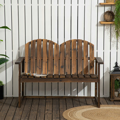 Garden Bench, 2-Seater Bench, Wooden Bench with Backrest, Armrest, Park Bench, Load Capacity up to 240 kg, for Garden, Balcony, Charcoal, 114 x 63 x 86 cm