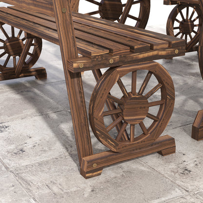 3-Piece Garden Set in Pine Wood with 1 Outdoor Table 115x55x71 cm and 2 Benches 115x51x80 cm, Charred color