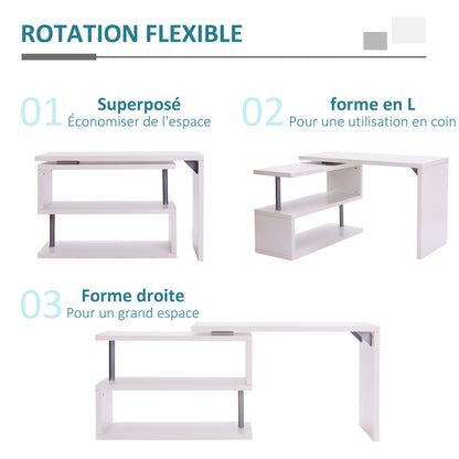 Computer Desk Computer Table Convertible Dining Table with Contemporary Design Adjacent Library White Melamine Chrome-Plated Metal