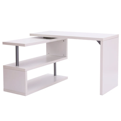 Computer Desk Computer Table Convertible Dining Table with Contemporary Design Adjacent Library White Melamine Chrome-Plated Metal