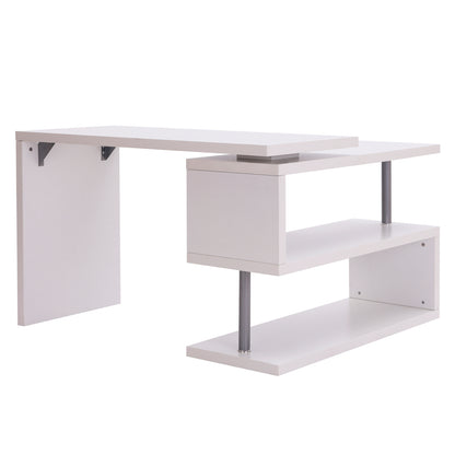 Computer Desk Computer Table Convertible Dining Table with Contemporary Design Adjacent Library White Melamine Chrome-Plated Metal