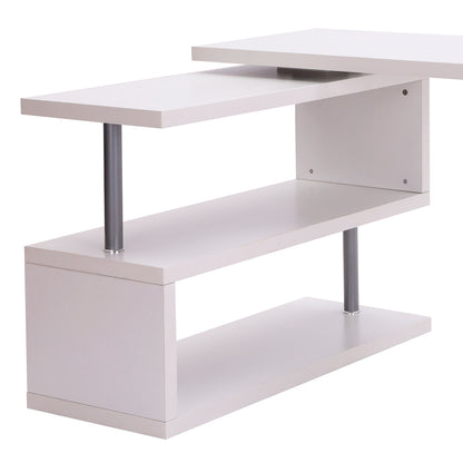 Computer Desk Computer Table Convertible Dining Table with Contemporary Design Adjacent Library White Melamine Chrome-Plated Metal
