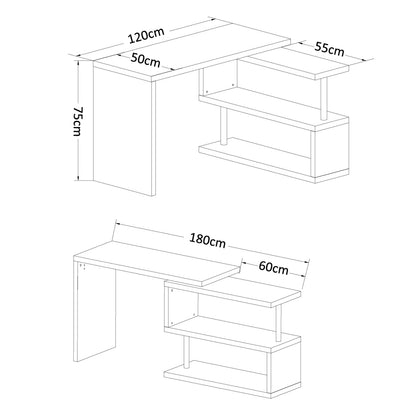 Computer Desk Computer Table Convertible Dining Table with Contemporary Design Adjacent Library White Melamine Chrome-Plated Metal
