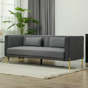 3-Seater Velvet Sofa 194.5 cm with 2 Removable Cushions, S Springs and Elastic Straps, Living Room, Bedroom and Home Office Sofa, Dark Gray