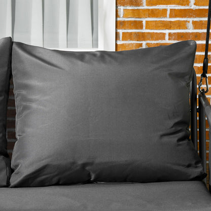 2-Seater Garden Swing with Cushions and Storage Pockets, Outdoor Swing in Steel and Textilene, 168x117x181 cm, Dark Grey