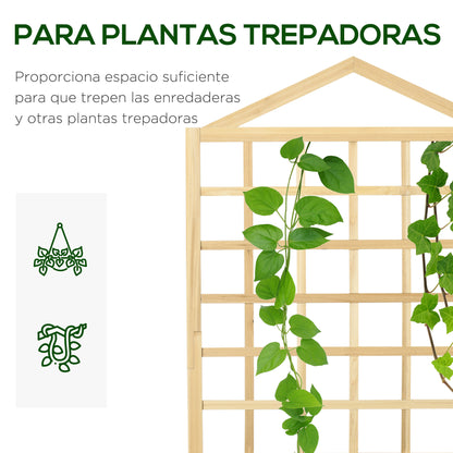Wooden Planter with Trellis Garden Planter with Lattice Flower Bed with Non-Woven Fabric and 2 Drainage Holes for Growing Vegetables Flowers Outdoors 60x43x147 cm Natural